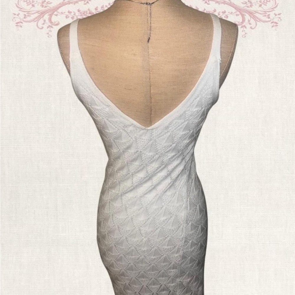 Chic White Diamond-Patterned Midi Boho Beach Vaca… - image 3